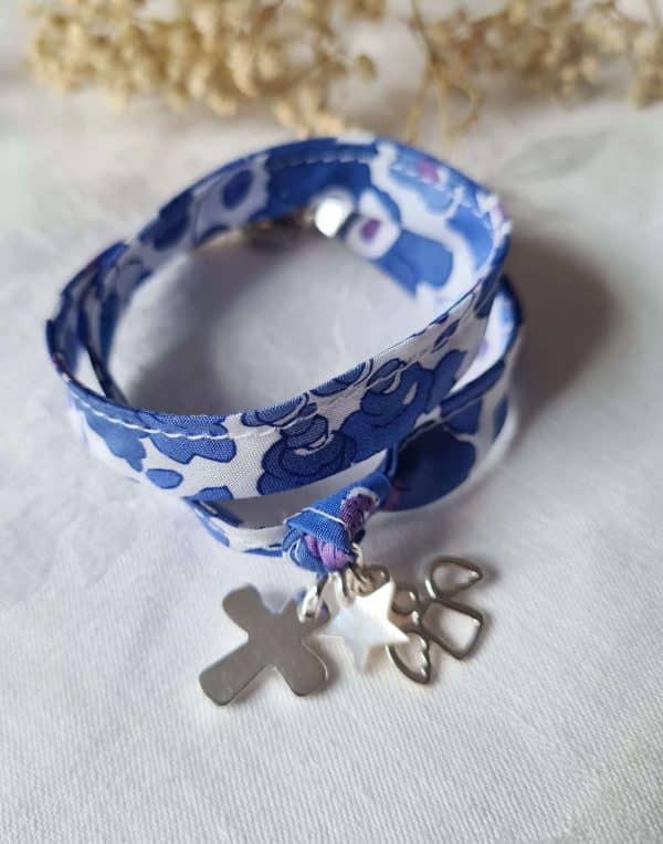 Bracelet Ange Gardien sur ruban d'Anjo bleu
